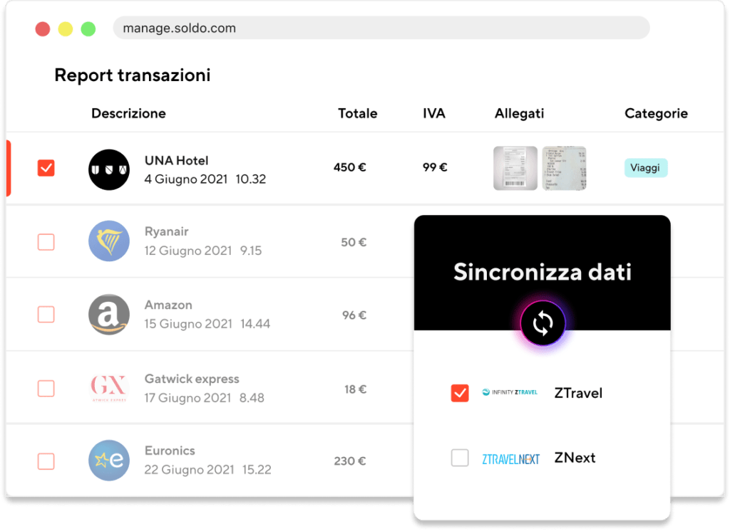 Sincronizzazione dati | Gestione Spese Aziendali Soldo