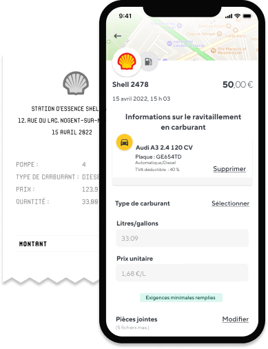 Dépenses de carburant vue mobile app