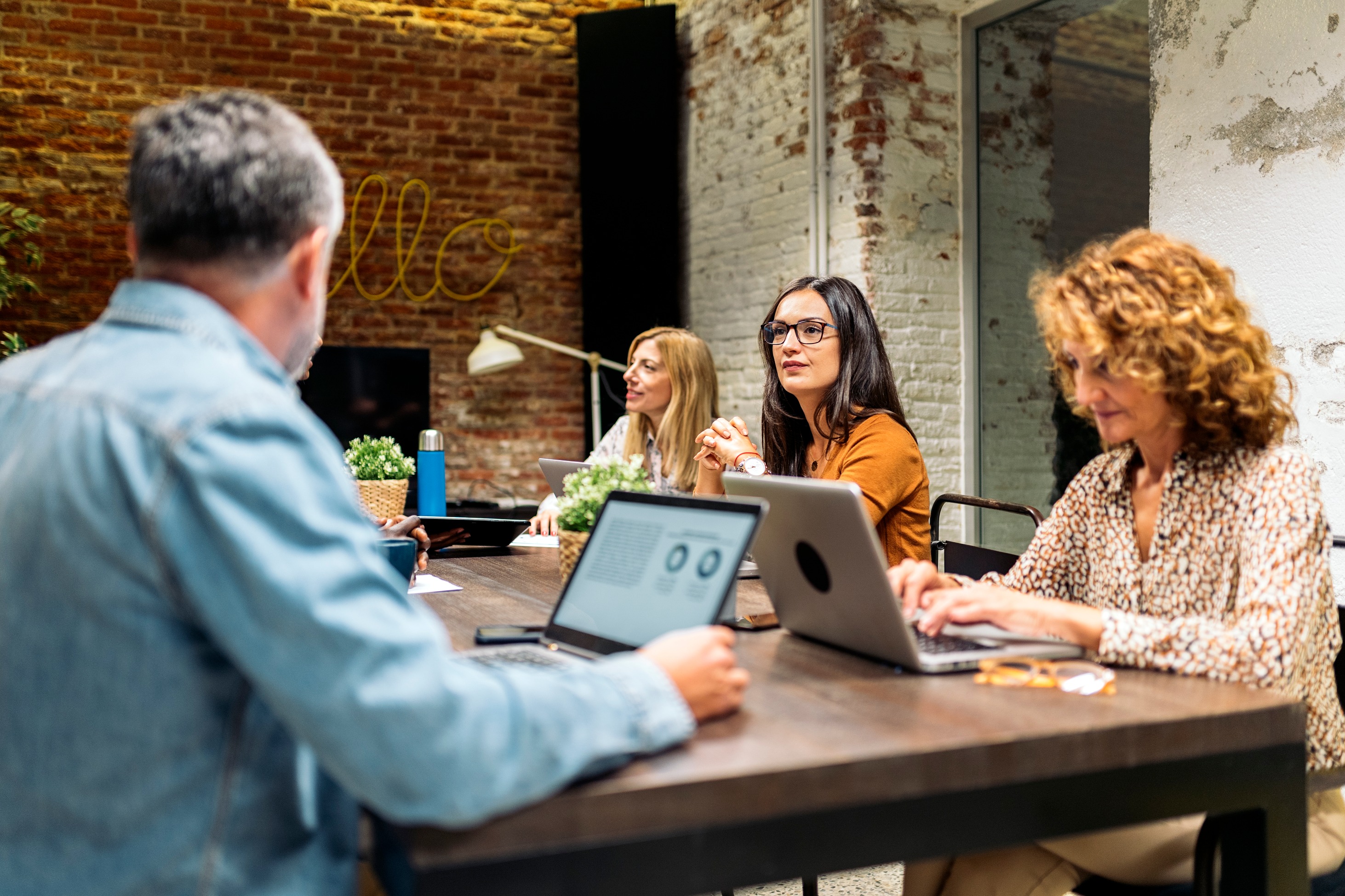 team working at desk