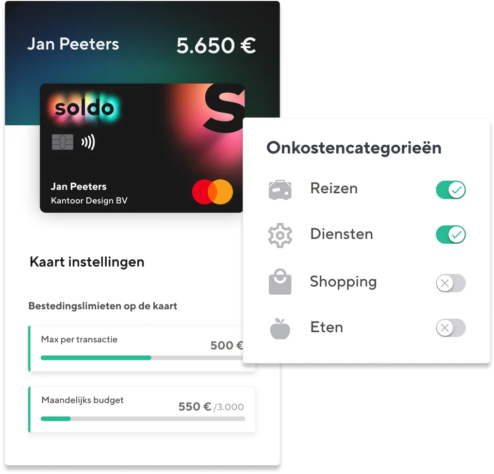 Onkostencategorieën | Overal makkelijk betalen met fysieke en virtuele prepaid kaarten van Soldo