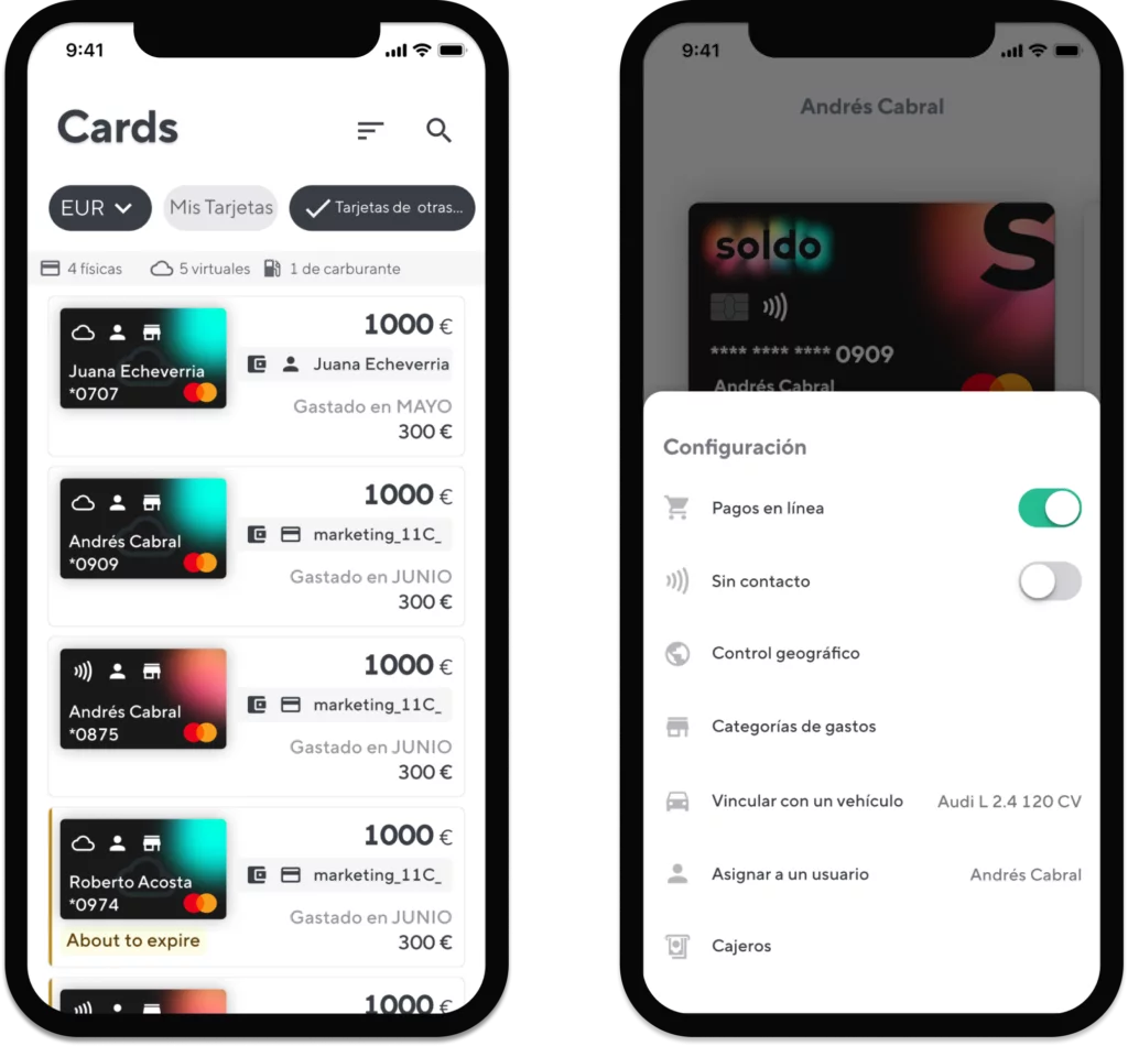 App móvil tarjetas crédito empresas
