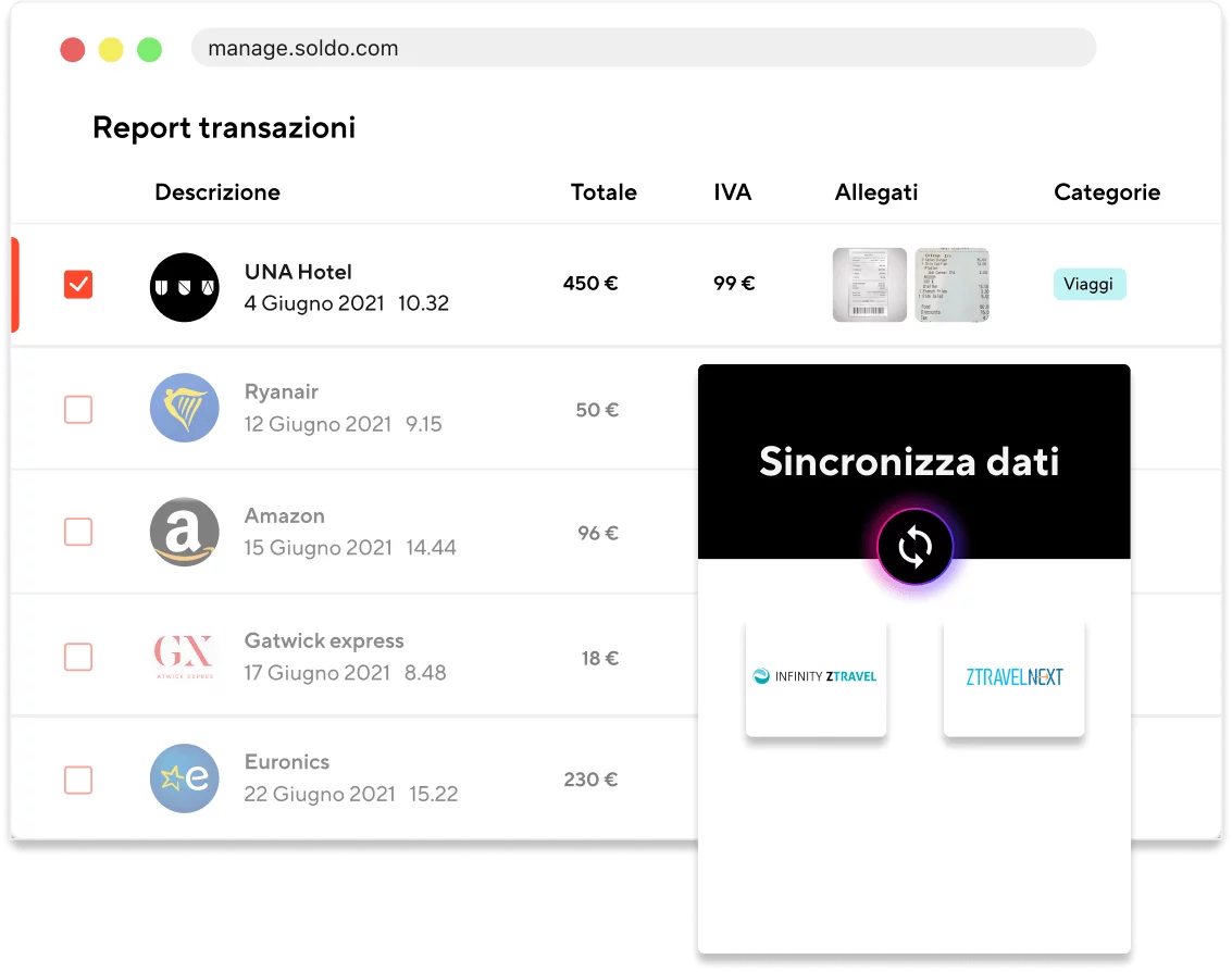 Report transazioni delle carte aziendali prepagate Soldo