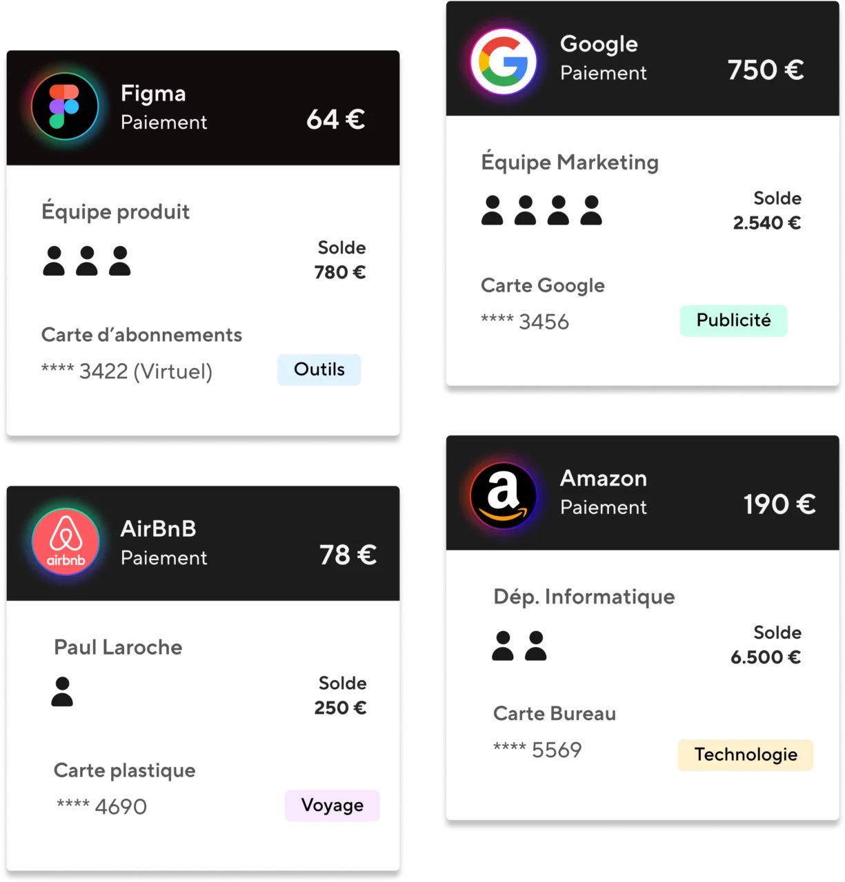 Vue des budgets des départements avec carte bleue