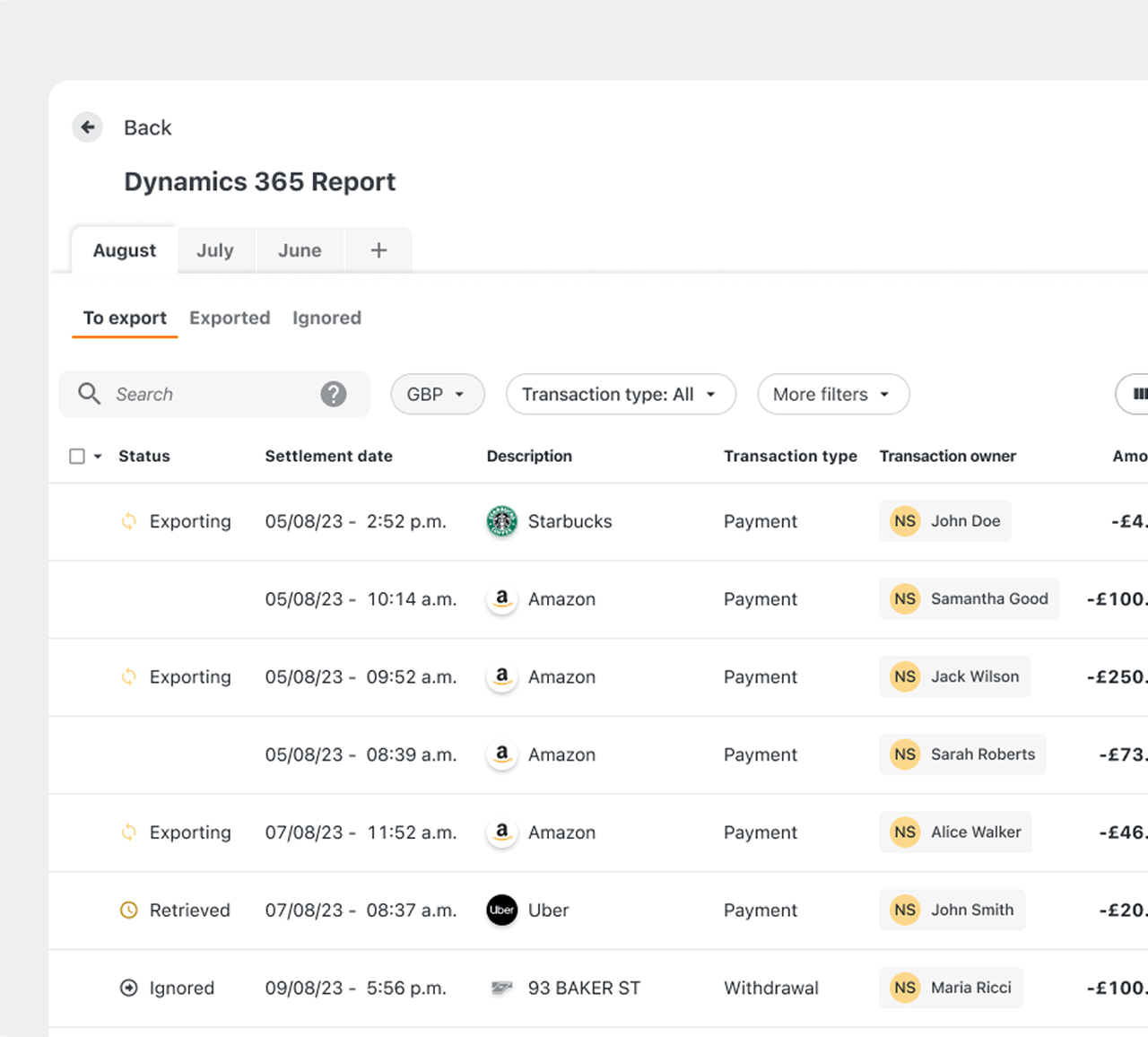 Export invoices in minutes