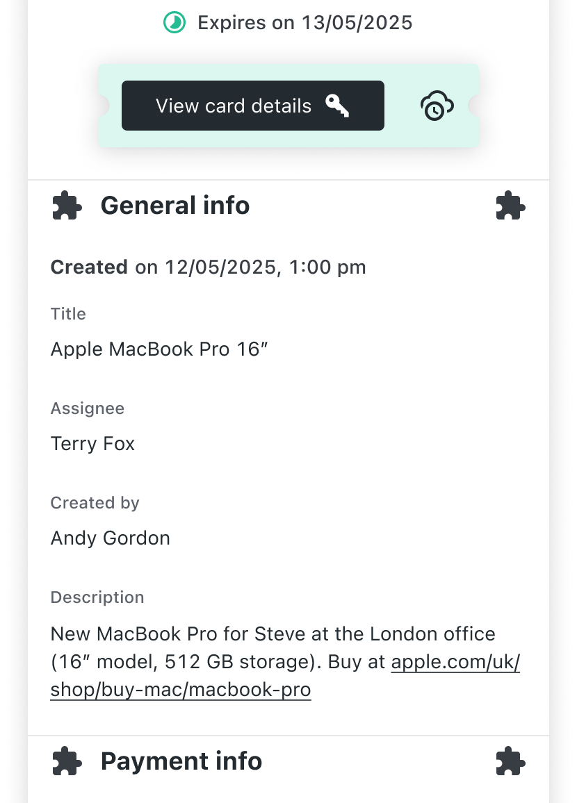 Virtual cards ready in seconds