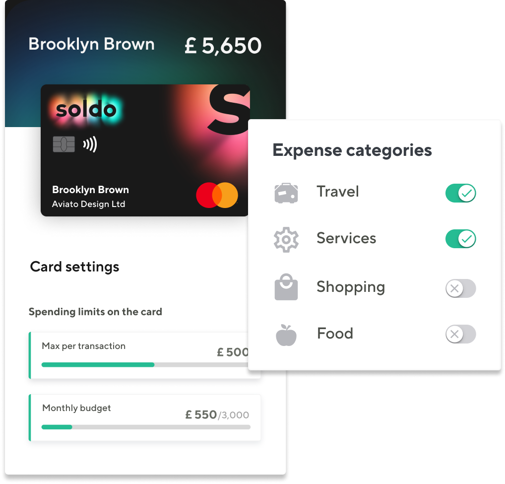 expense categories card