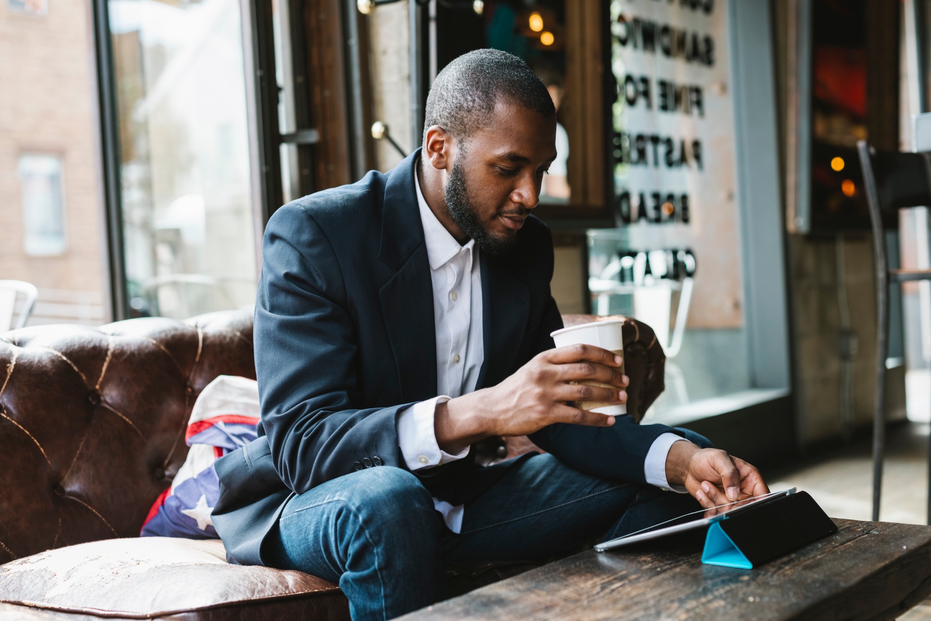 Businessman Working In A Cafe